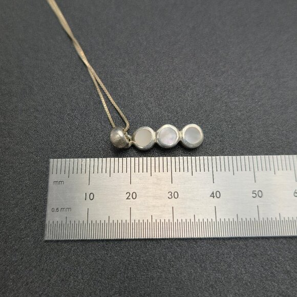 16 Inch Sterling Silver Triple Oval Shell Pendant Necklace A6325 - Picture 6 of 7